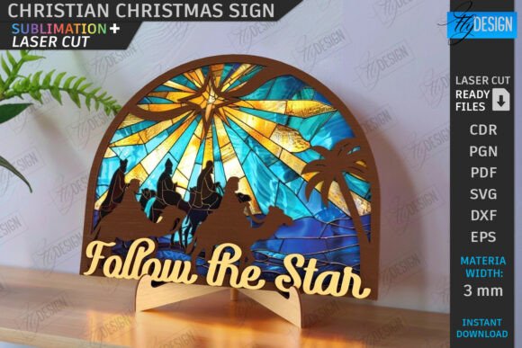 3D Christian Christmas Laser Cutting Sign for Winter Amp