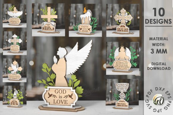 3D Christian Stand Decor: Laser Cutting Ornaments Bundle