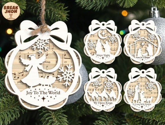 Christian Christmas Ornament SVG for Laser Cutting Projects