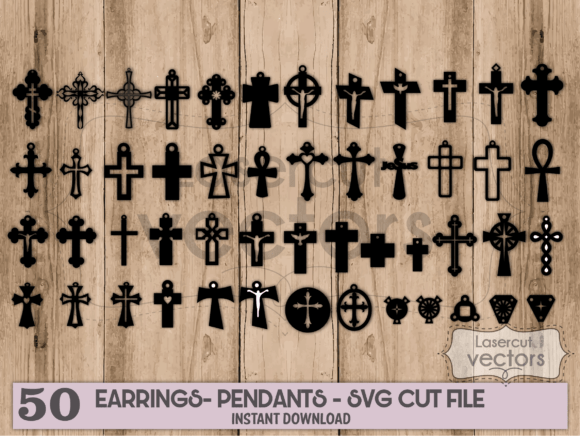 Christian Cross Earring Template SVG for Laser Cutting & Branding