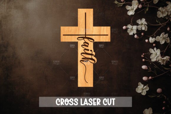 Christian Cross Silhouette, Laser Cut for Home Decor