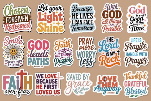 Christian Digital Stickers SVG Bundle for Crafts & Graphics