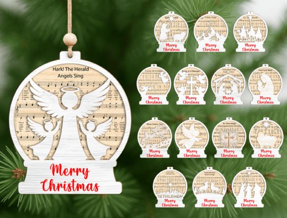 Christian Hymn Snow Globe Ornament SVG for Laser Cutting & Ornaments