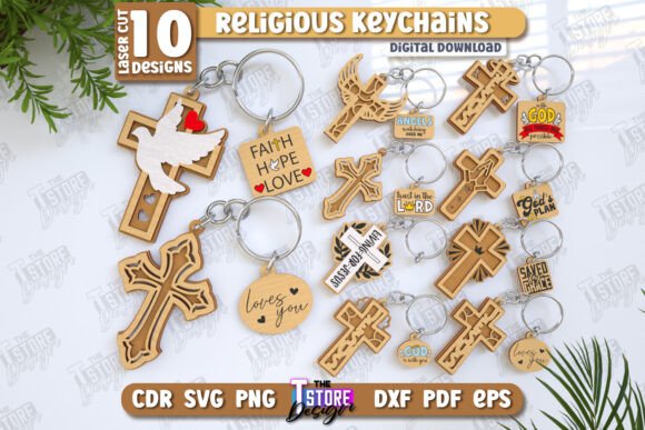 Christian Keychain Laser Cut Bundle for CNC & Laser Cutting