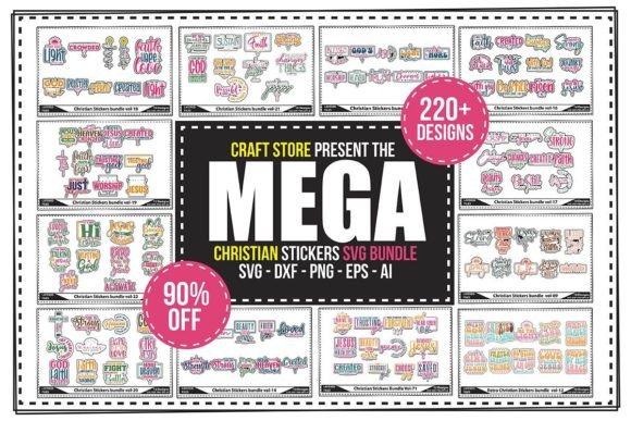 Christian Stickers Mega Bundle: 220 Designs in 22 Bundles