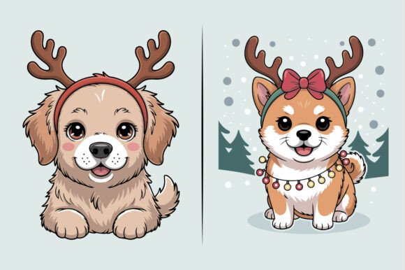 Christmas Dog Animal Vector Illustration Graphics