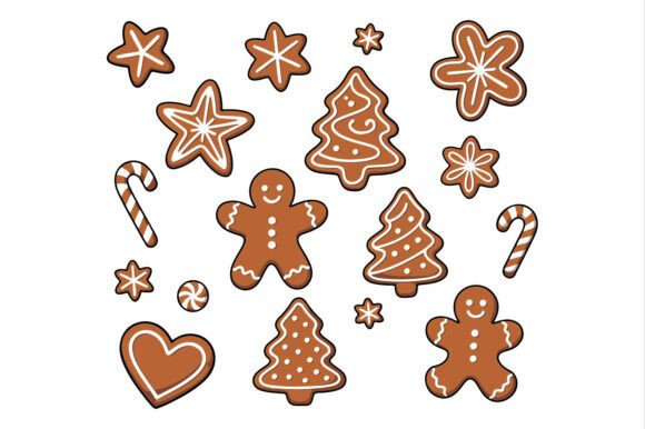 Christmas Gingerbread Elements Vector Graphics