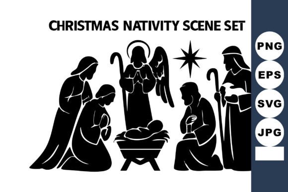 Christmas Nativity Scene Set Featuring H: Graphics and Illustrations for Local Branding