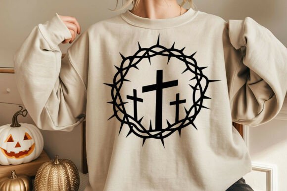 Cross Crown of Thorns SVG Clipart for Graphics & Crafts
