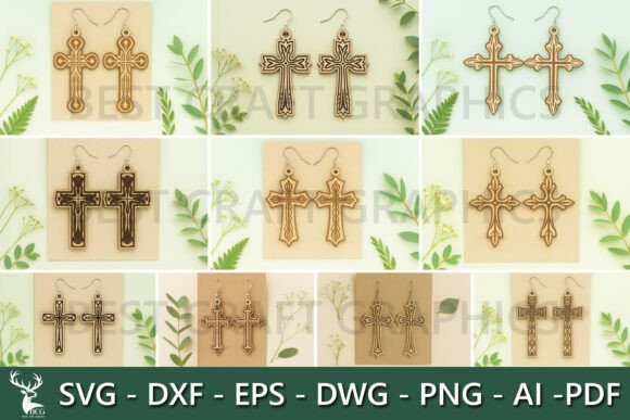 Cross Earrings for Laser Cutting: Christian SVG Bundle