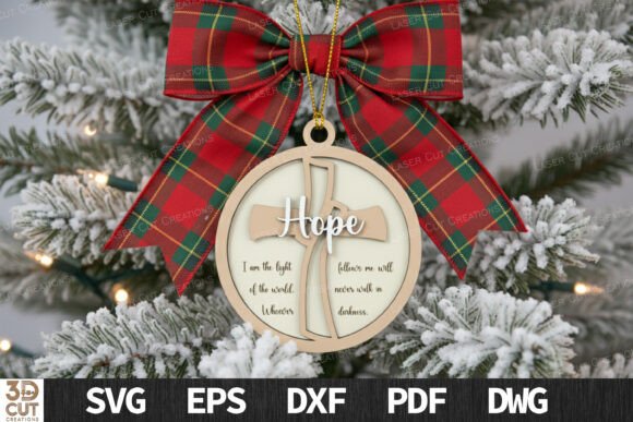 Hope Cross Christmas Ornament Laser Cutting for Winter Amp