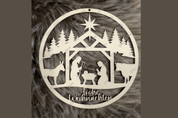 Laser Cut Nativity Christmas Star Ornament