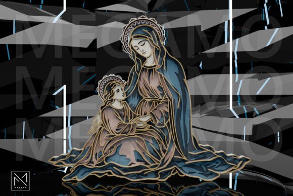 Mary and Child Laser Cutting Wall Decor SVG