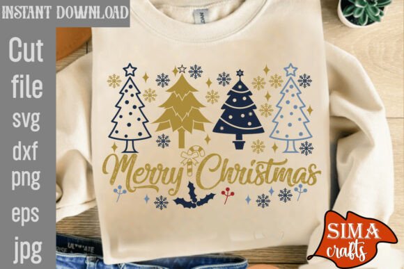 Merry Christmas SVG PNG Christmas Trees Graphics for Crafts