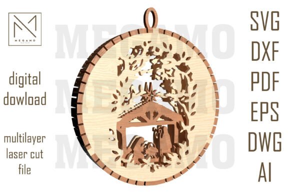 Nativity Scene Ornament SVG: Laser Cutting & Winter Amp