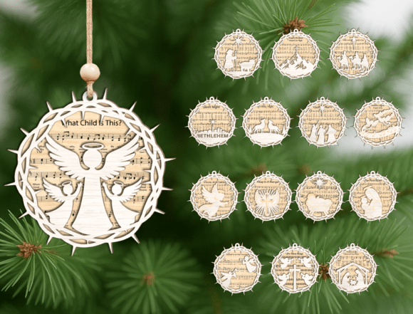 Round Christian Hymn Ornament Laser SVG for Laser Cutting Projects